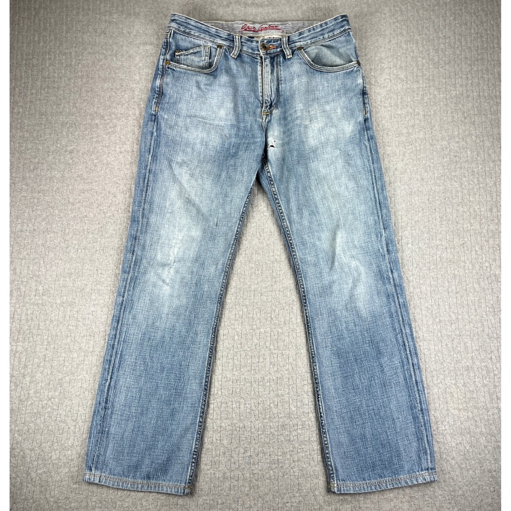 Vintage Robert Graham Classic Yates Jeans Men 31X28 Blue Light Wash Straight Leg